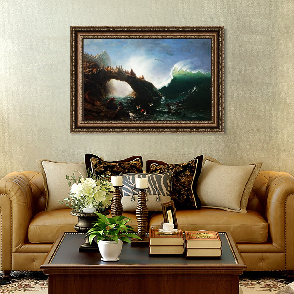 INVIN ART Framed Canvas Art Giclee Print The great wave by Albert Bierstadt Wall Art