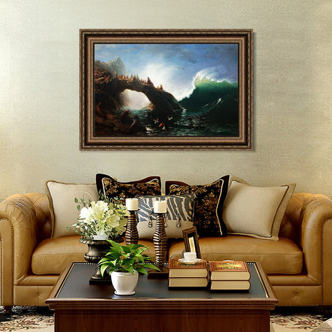 INVIN ART Framed Canvas Art Giclee Print The great wave by Albert Bierstadt Wall Art Living Room Home Office Decorations