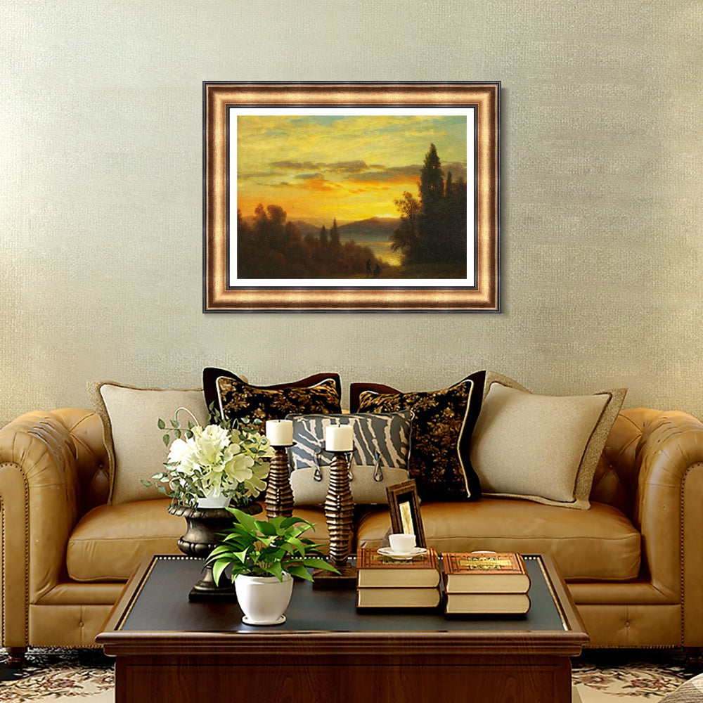 INVIN ART Framed Canvas Art Giclee Print On the Hudson River Near Irvington by Albert Bierstadt Wall Art