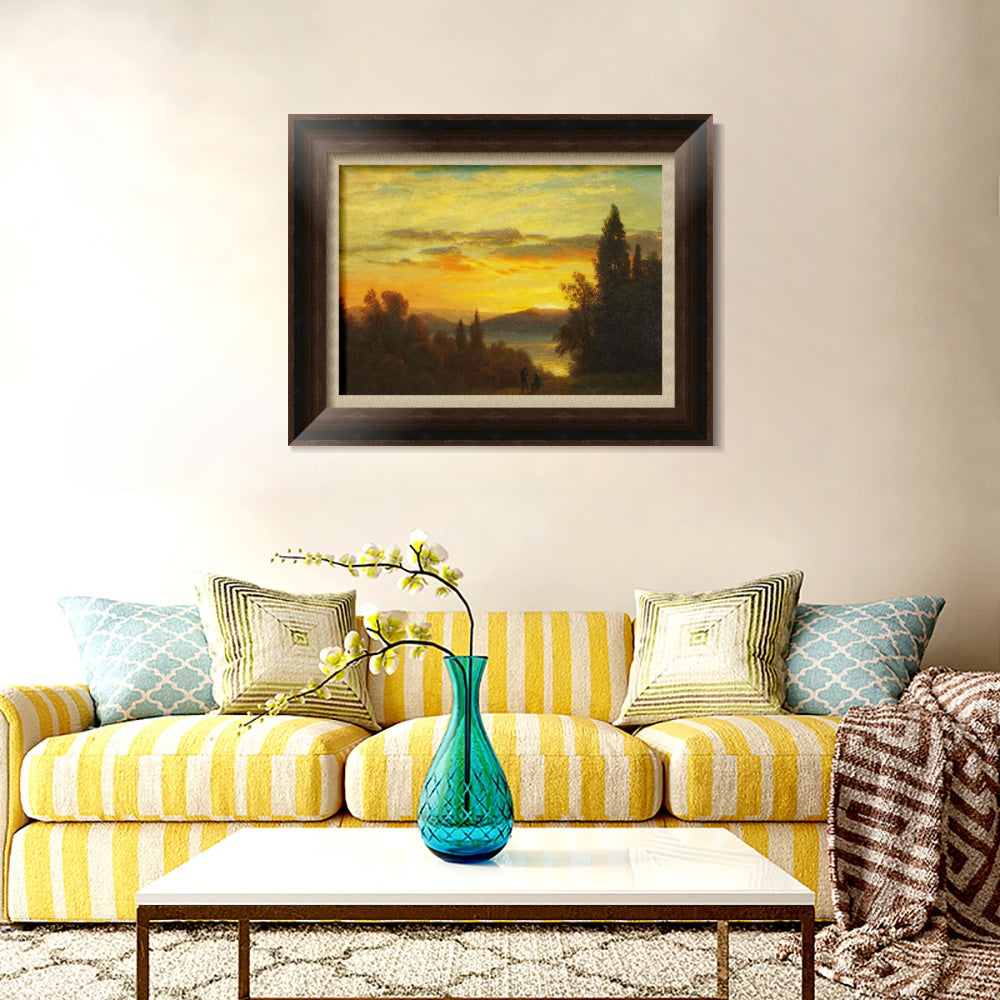 INVIN ART Framed Canvas Art Giclee Print On the Hudson River Near Irvington by Albert Bierstadt Wall Art