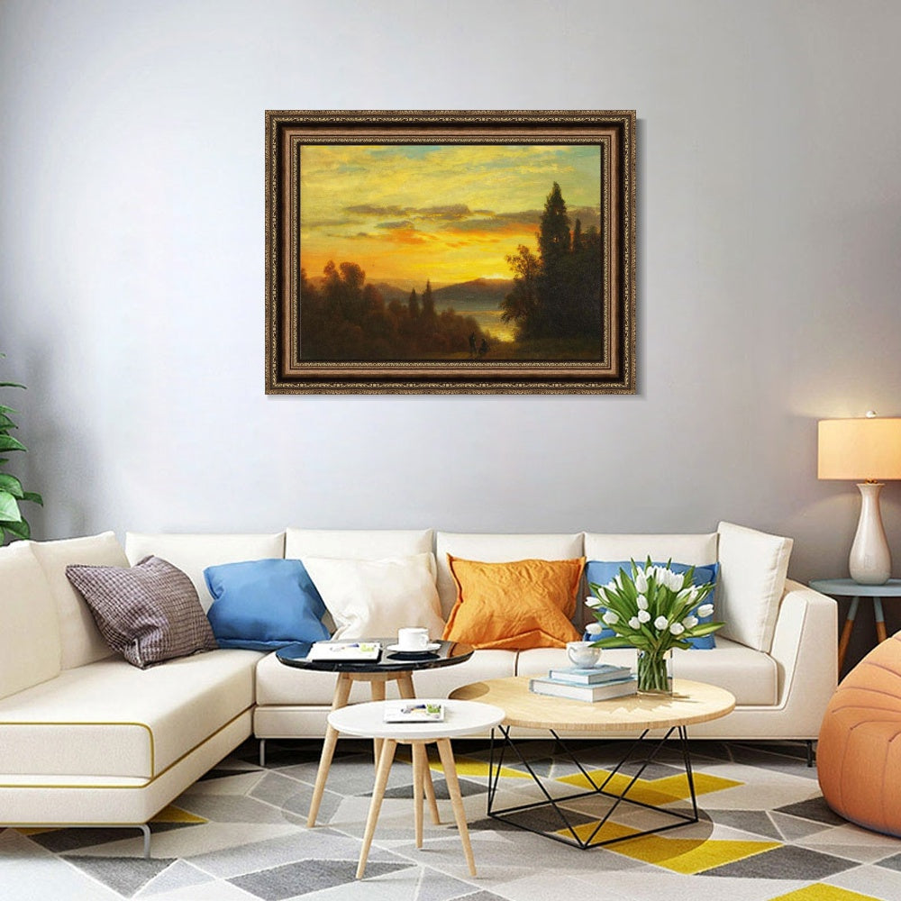 INVIN ART Framed Canvas Art Giclee Print On the Hudson River Near Irvington by Albert Bierstadt Wall Art