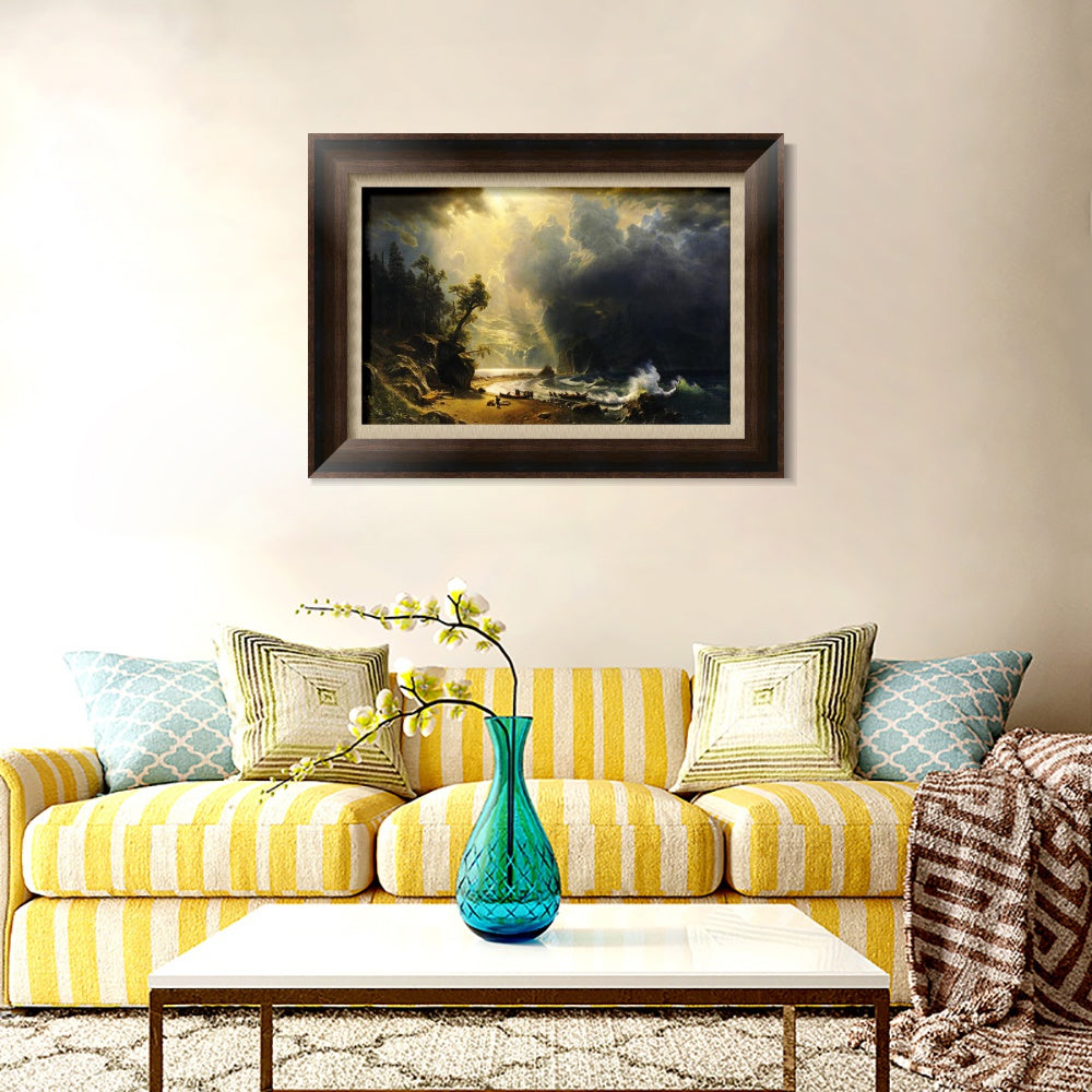 INVIN ART Framed Canvas Art Giclee Print Puget Sound on The Pacific Coast by Albert Bierstadt Wall Art