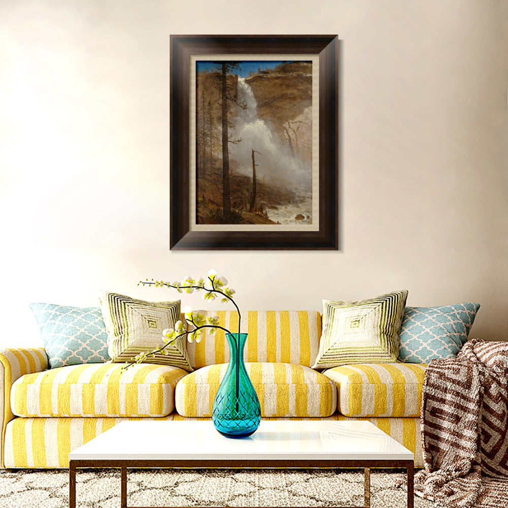 INVIN ART Framed Canvas Art Giclee Print Waterfall#135 by Albert Bierstadt Wall Art
