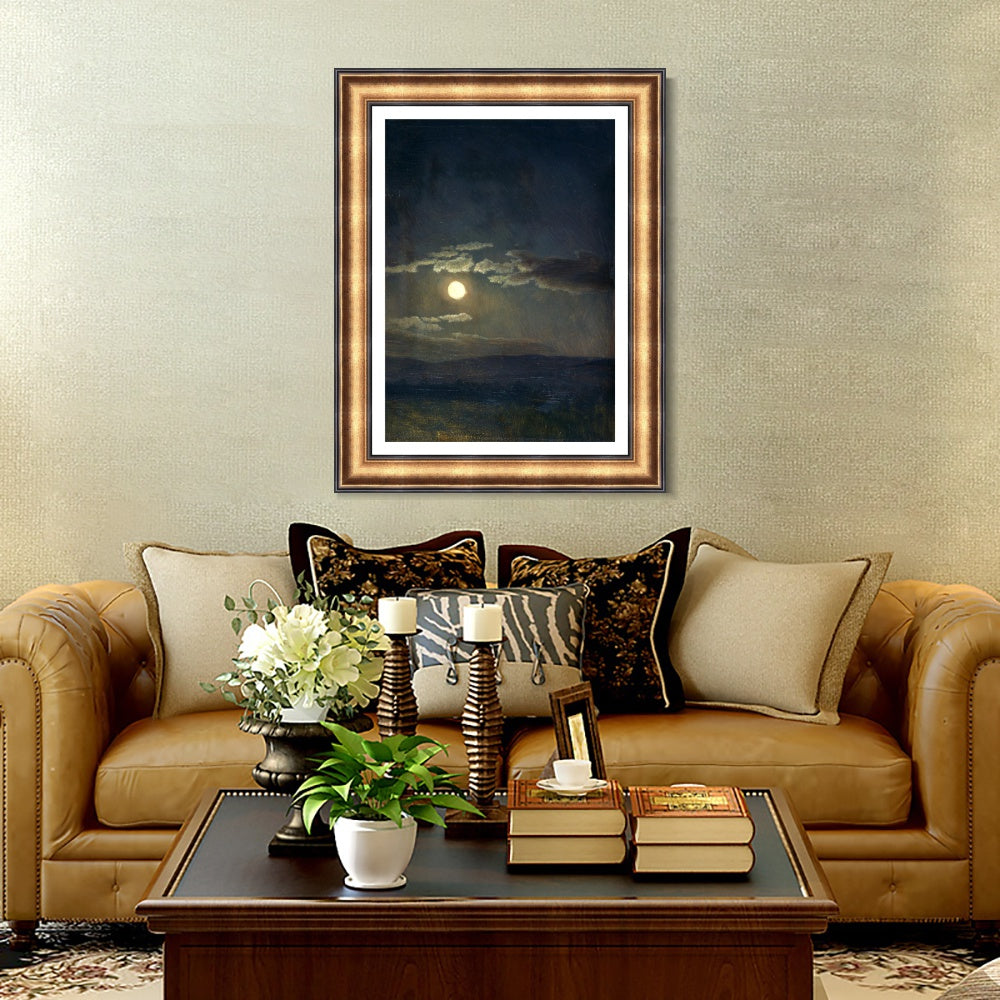 INVIN ART Framed Canvas Art Giclee Print Moon by Albert Bierstadt Wall Art