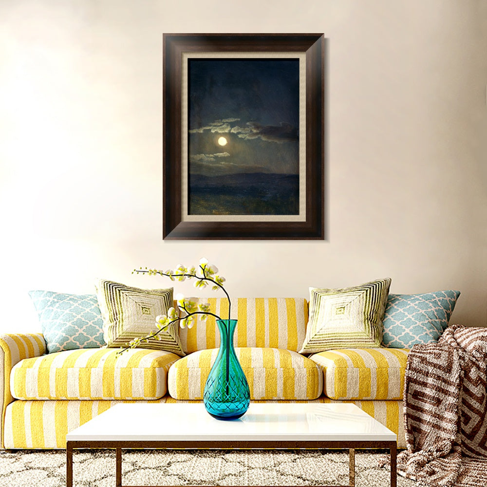 INVIN ART Framed Canvas Art Giclee Print Moon by Albert Bierstadt Wall Art