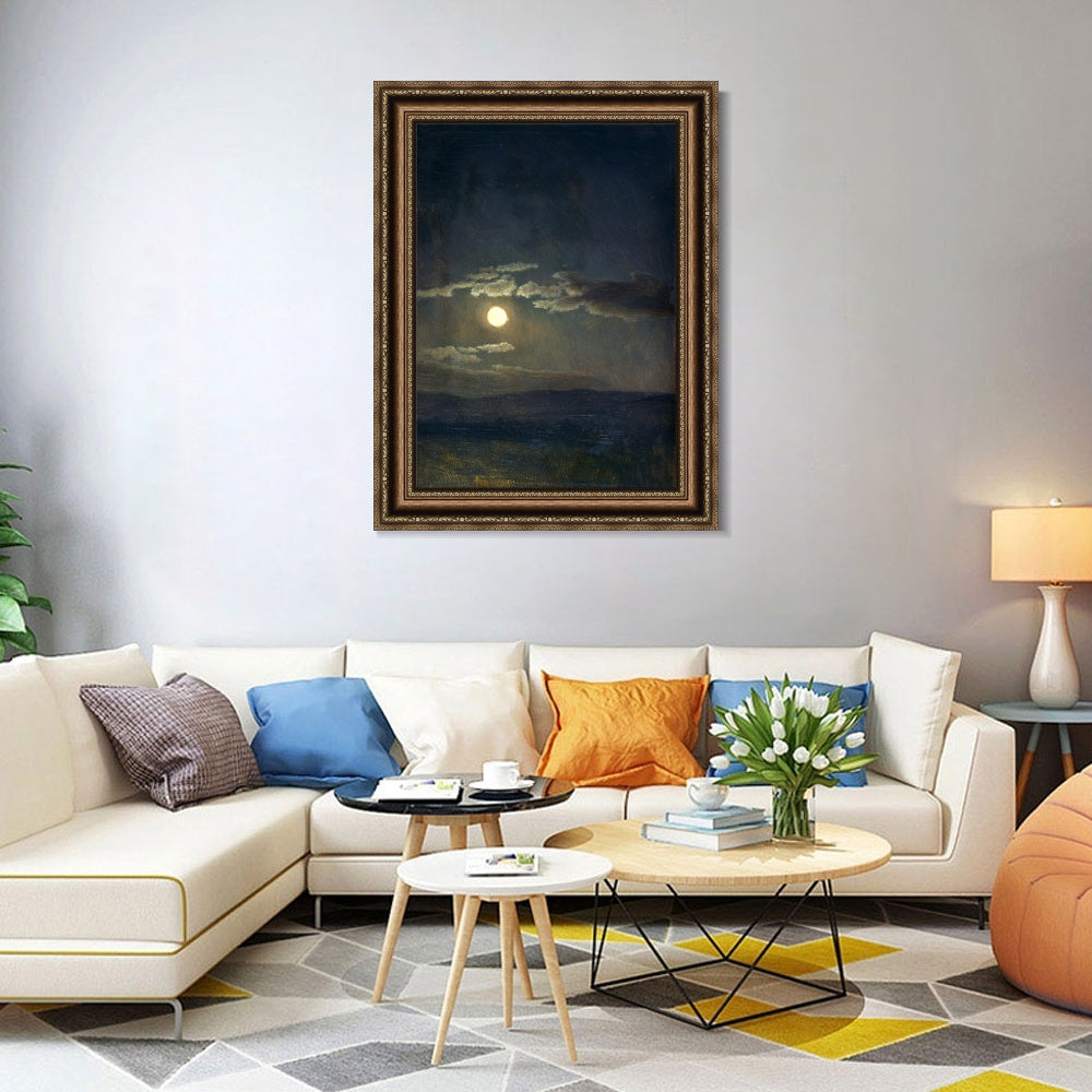 INVIN ART Framed Canvas Art Giclee Print Moon by Albert Bierstadt Wall Art