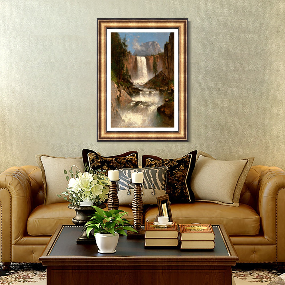 INVIN ART Framed Canvas Art Giclee Print Waterfall#141 by Albert Bierstadt Wall Art