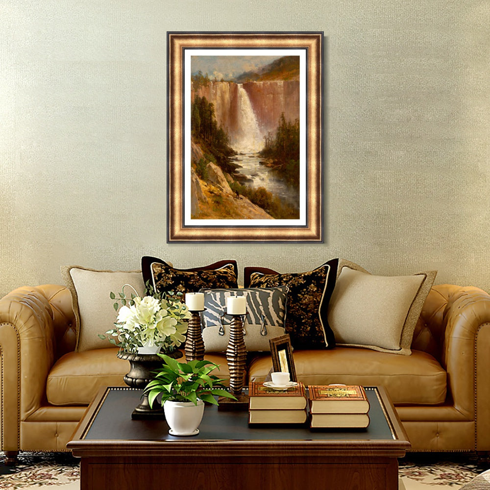 INVIN ART Framed Canvas Art Giclee Print Waterfall#142 by Albert Bierstadt Wall Art