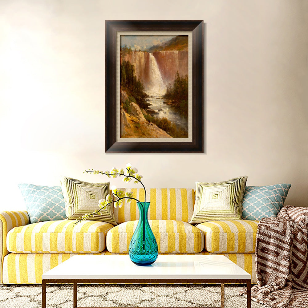 INVIN ART Framed Canvas Art Giclee Print Waterfall#142 by Albert Bierstadt Wall Art