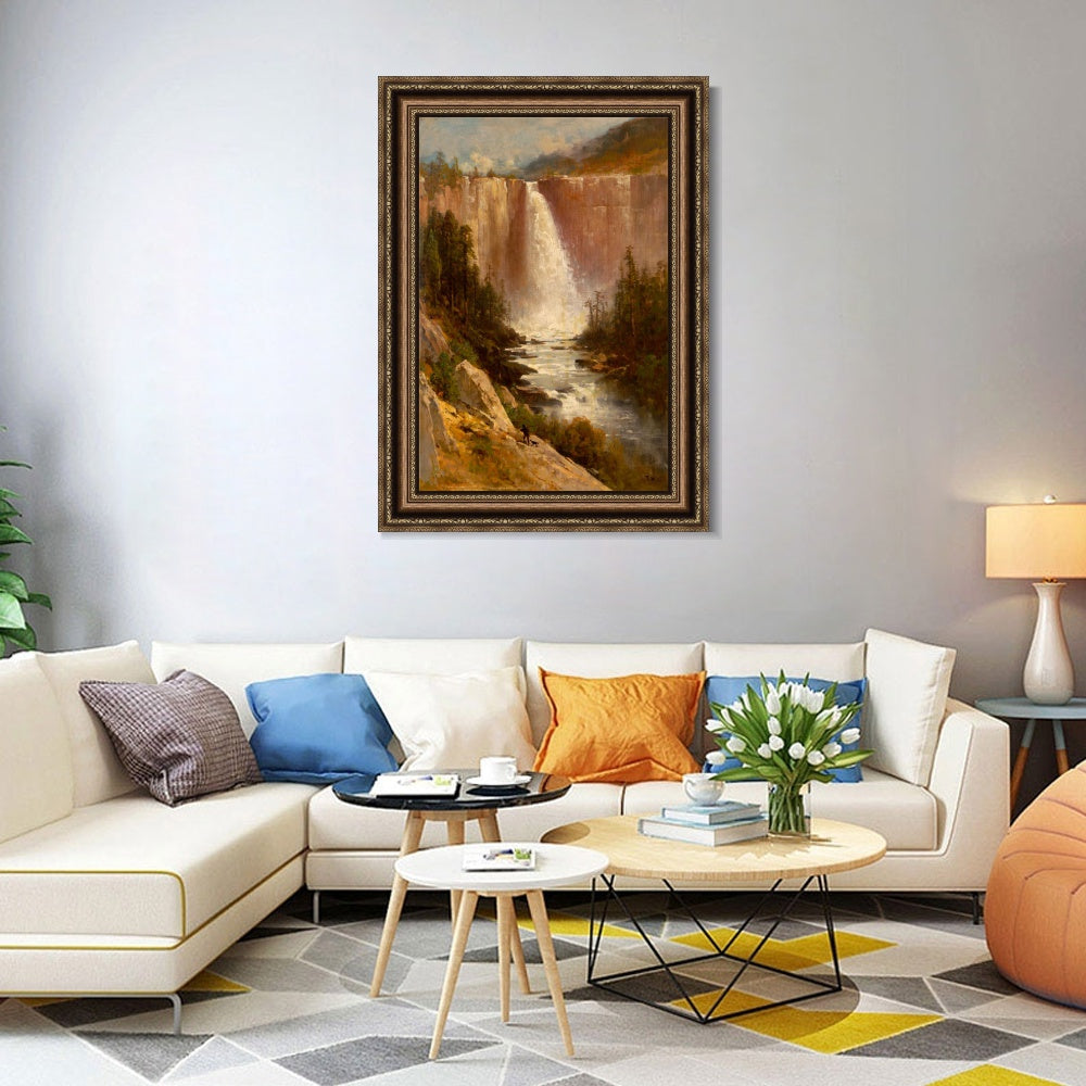 INVIN ART Framed Canvas Art Giclee Print Waterfall#142 by Albert Bierstadt Wall Art