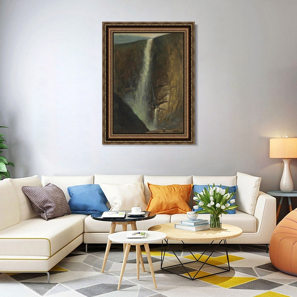 INVIN ART Framed Canvas Art Giclee Print Waterfall#143 by Albert Bierstadt Wall Art
