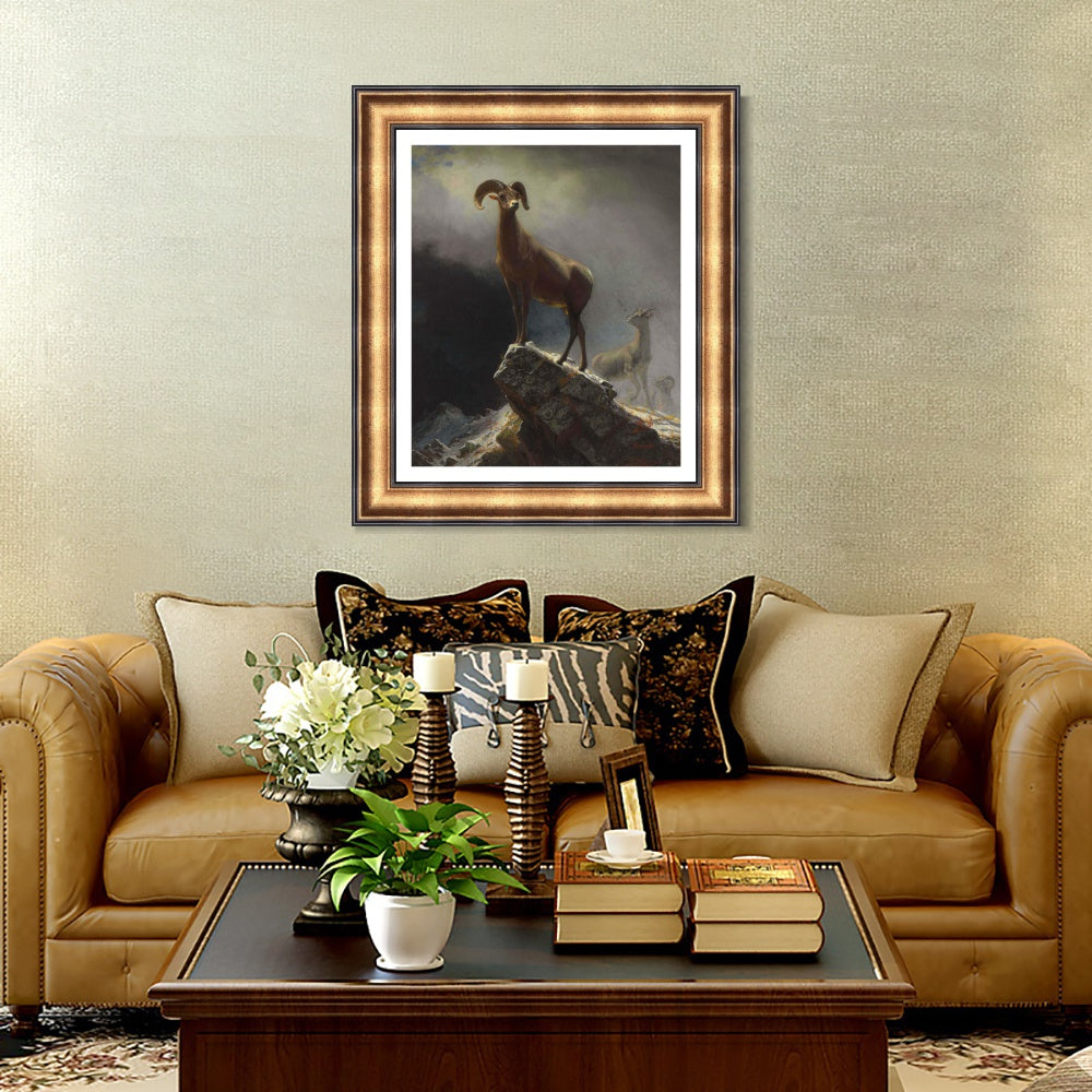 INVIN ART Framed Canvas Art Giclee Print Rocky Mountain Sheep circa 1882-1883 by Albert Bierstadt Wall Art