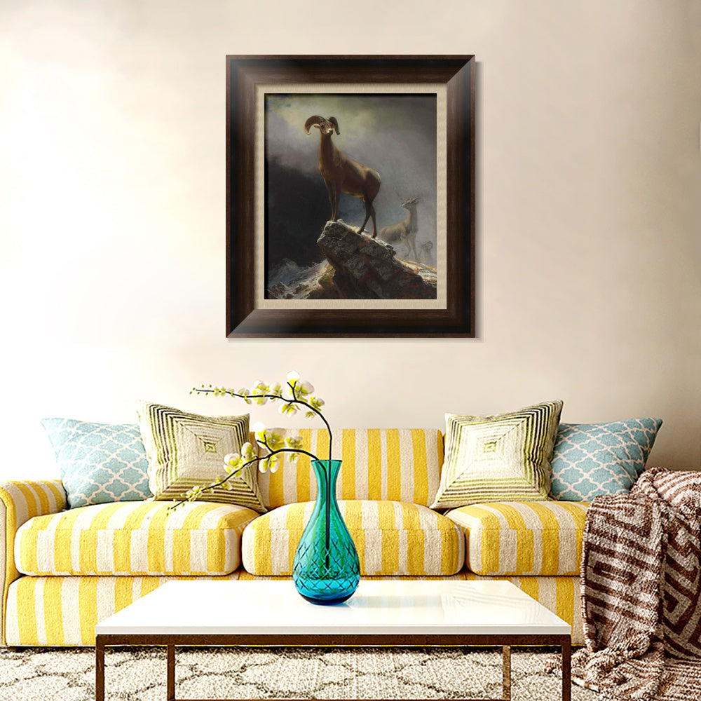 INVIN ART Framed Canvas Art Giclee Print Rocky Mountain Sheep circa 1882-1883 by Albert Bierstadt Wall Art