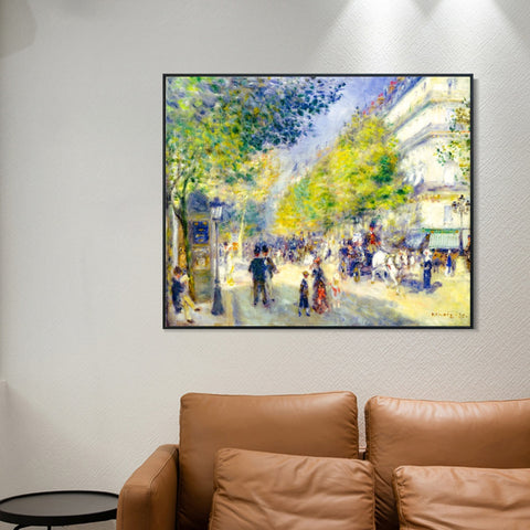 INVIN ART Framed Canvas The Grands Boulevards by Pierre Auguste Renoir Wall Art Living Room Home Office Decorations