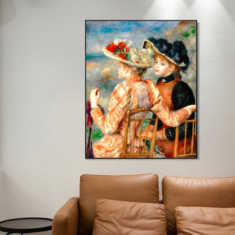 INVIN ART Framed Canvas Two Girls by Pierre Auguste Renoir Wall Art Living Room Home Office Decorations