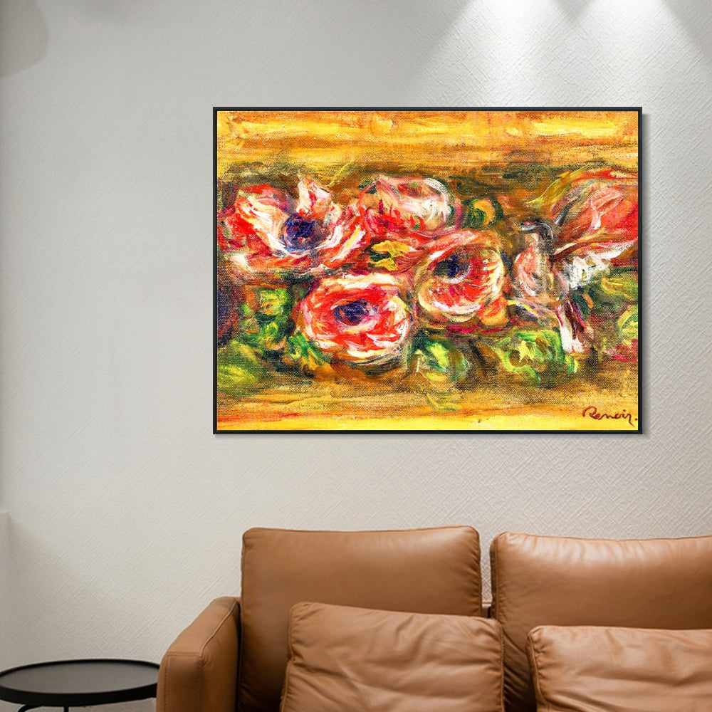 INVIN ART Framed Canvas ANEMONES2 by Pierre Auguste Renoir Wall Art Living Room Home Office Decorations