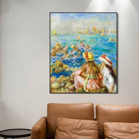 INVIN ART Framed Canvas BAIGNEUSES by Pierre Auguste Renoir Wall Art Living Room Home Office Decorations