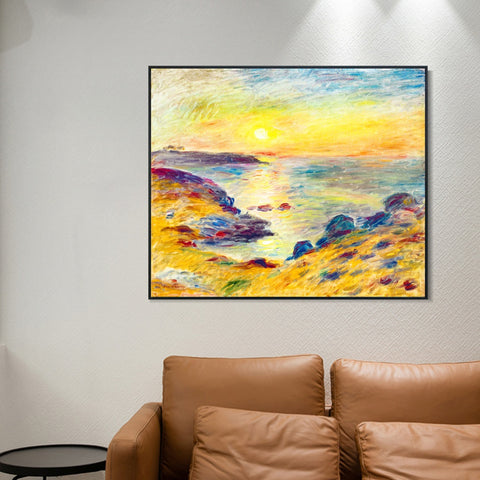 INVIN ART Framed Canvas COUCHER DE SOLEIL À DOUARNENEZ by Pierre Auguste Renoir Wall Art Living Room Home Office Decorations