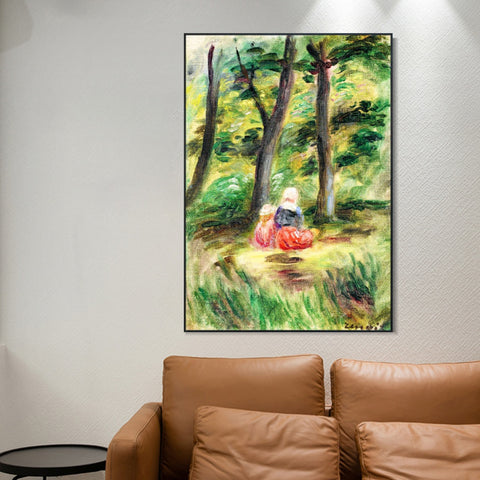 INVIN ART Framed Canvas FEMME ET ENFANT DANS UN PAYSAGE by Pierre Auguste Renoir Wall Art Living Room Home Office Decorations