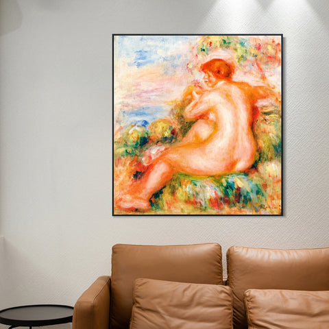 INVIN ART Framed Canvas FEMME NUE DANS UN PAYSAGE by Pierre Auguste Renoir Wall Art Living Room Home Office Decorations