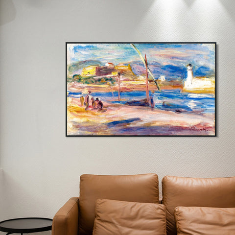 INVIN ART Framed Canvas FORT CARRÉ ET PHARE D'ANTIBES by Pierre Auguste Renoir Wall Art Living Room Home Office Decorations
