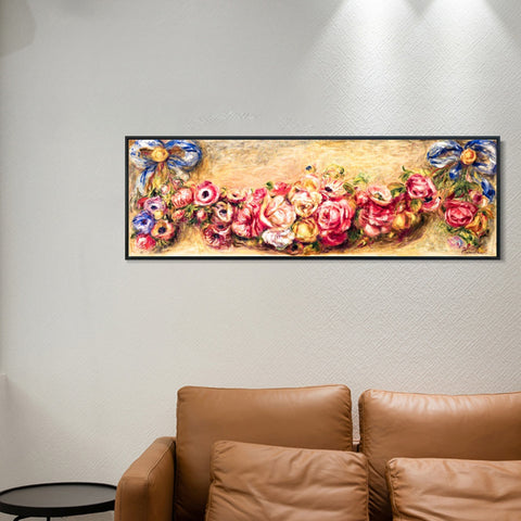 INVIN ART Framed Canvas GUIRLANDE DE ROSES by Pierre Auguste Renoir Wall Art Living Room Home Office Decorations