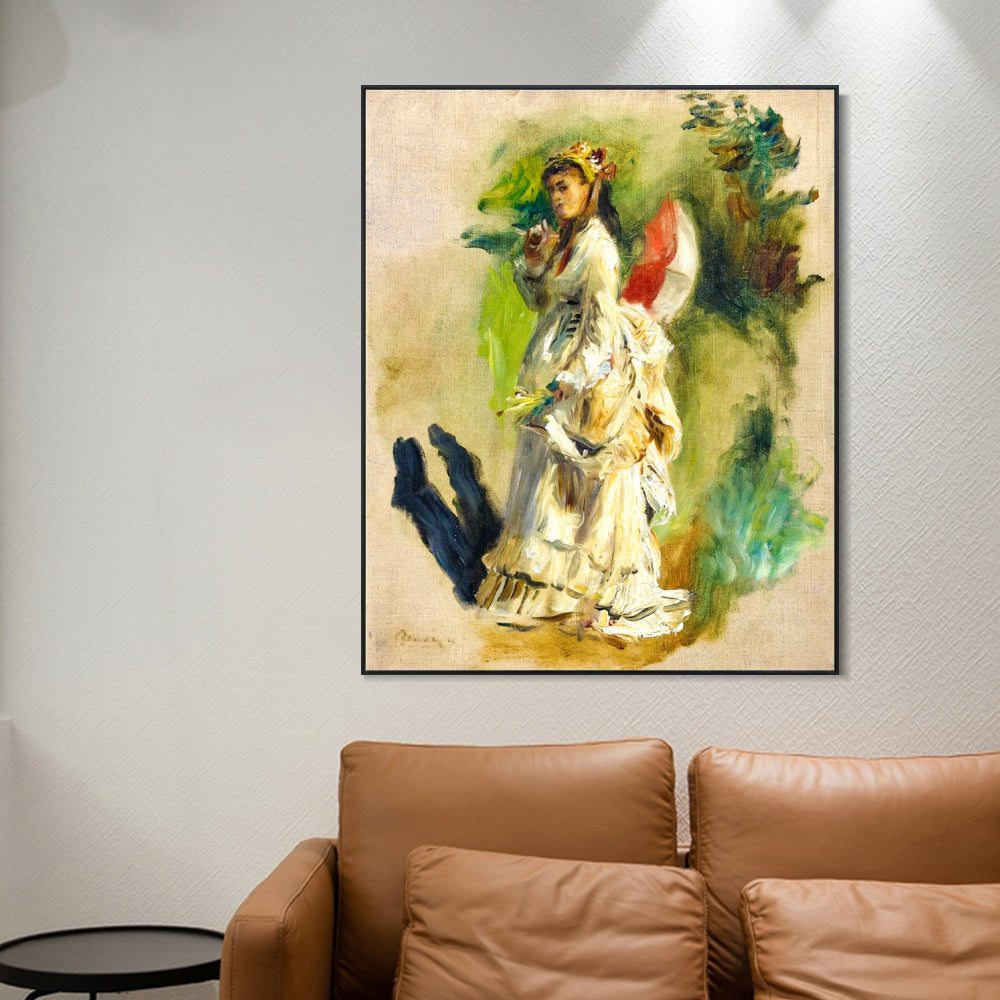 INVIN ART Framed Canvas JEUNE FEMME A L'OMBRELLE2 by Pierre Auguste Renoir Wall Art Living Room Home Office Decorations