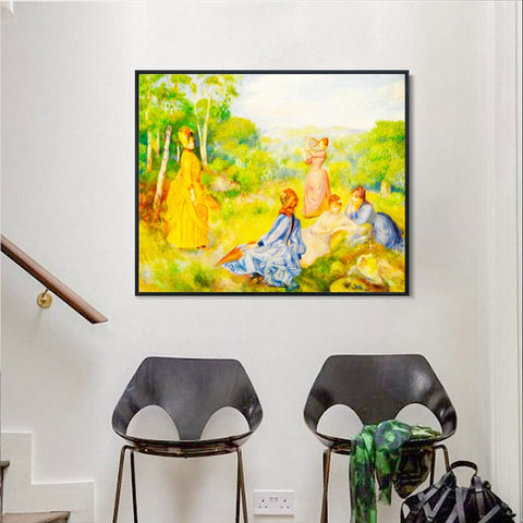 INVIN ART Framed Canvas Jeunes Filles Jouant au Volant by Pierre Auguste Renoir Wall Art Living Room Home Office Decorations