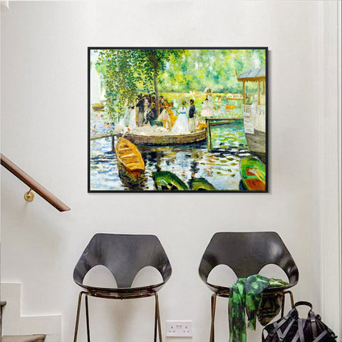 INVIN ART Framed Canvas La Grenouillère by Pierre Auguste Renoir Wall Art Living Room Home Office Decorations