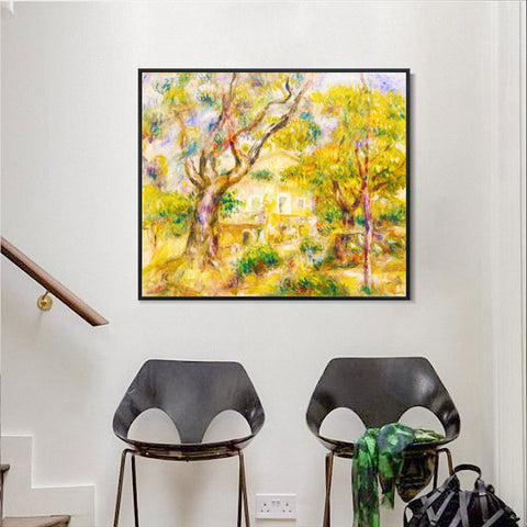 INVIN ART Framed Canvas The Farm at Les Collettes, Cagnes by Pierre Auguste Renoir Wall Art Living Room Home Office Decorations