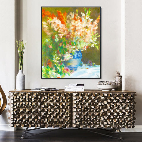 INVIN ART Framed Canvas Still Life with Flowers and Prickly Pears by Pierre Auguste Renoir Wall Art Living Room Home Office Decorations