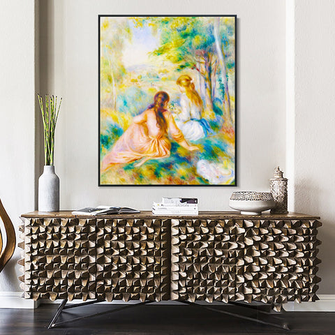 INVIN ART Framed Canvas In the Meadow by Pierre Auguste Renoir Wall Art Living Room Home Office Decorations