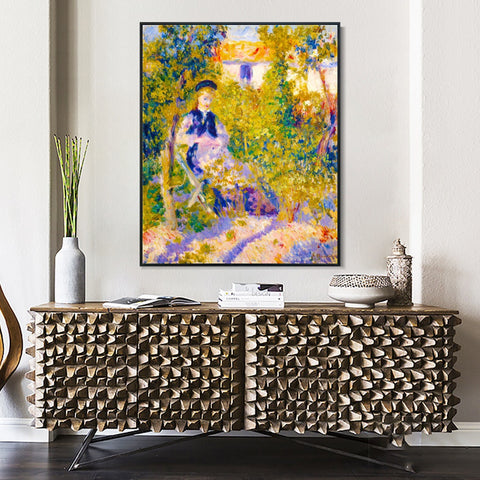 INVIN ART Framed Canvas Nini in the Garden (Nini Lopez) by Pierre Auguste Renoir Wall Art Living Room Home Office Decorations