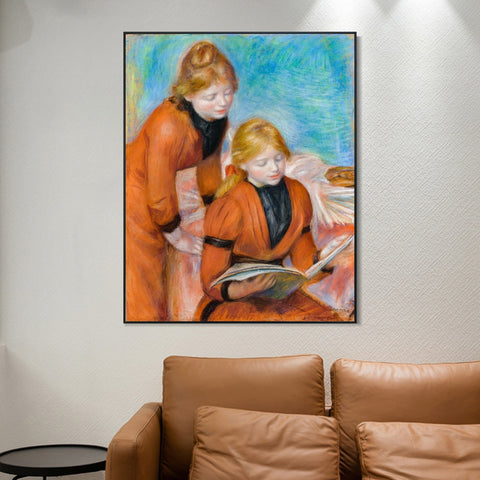 INVIN ART Framed Canvas LA LECTURE by Pierre Auguste Renoir Wall Art Living Room Home Office Decorations