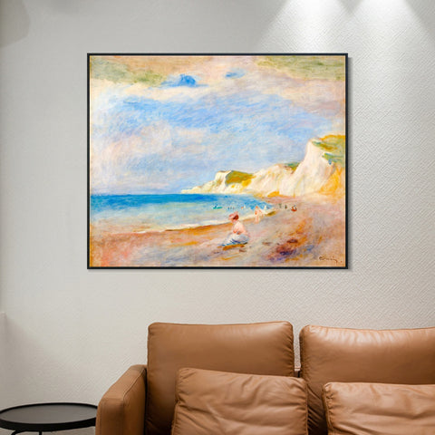 INVIN ART Framed Canvas LA PLAGE DE VARENGEVILLE by Pierre Auguste Renoir Wall Art Living Room Home Office Decorations