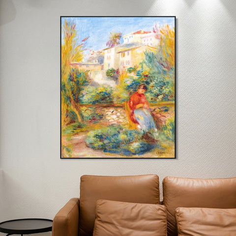 INVIN ART Framed Canvas LA TERRASSE A CAGNES by Pierre Auguste Renoir Wall Art Living Room Home Office Decorations