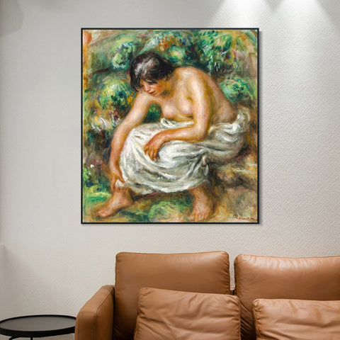 INVIN ART Framed Canvas LA TOILETTE APRÈS LE BAIN by Pierre Auguste Renoir Wall Art Living Room Home Office Decorations