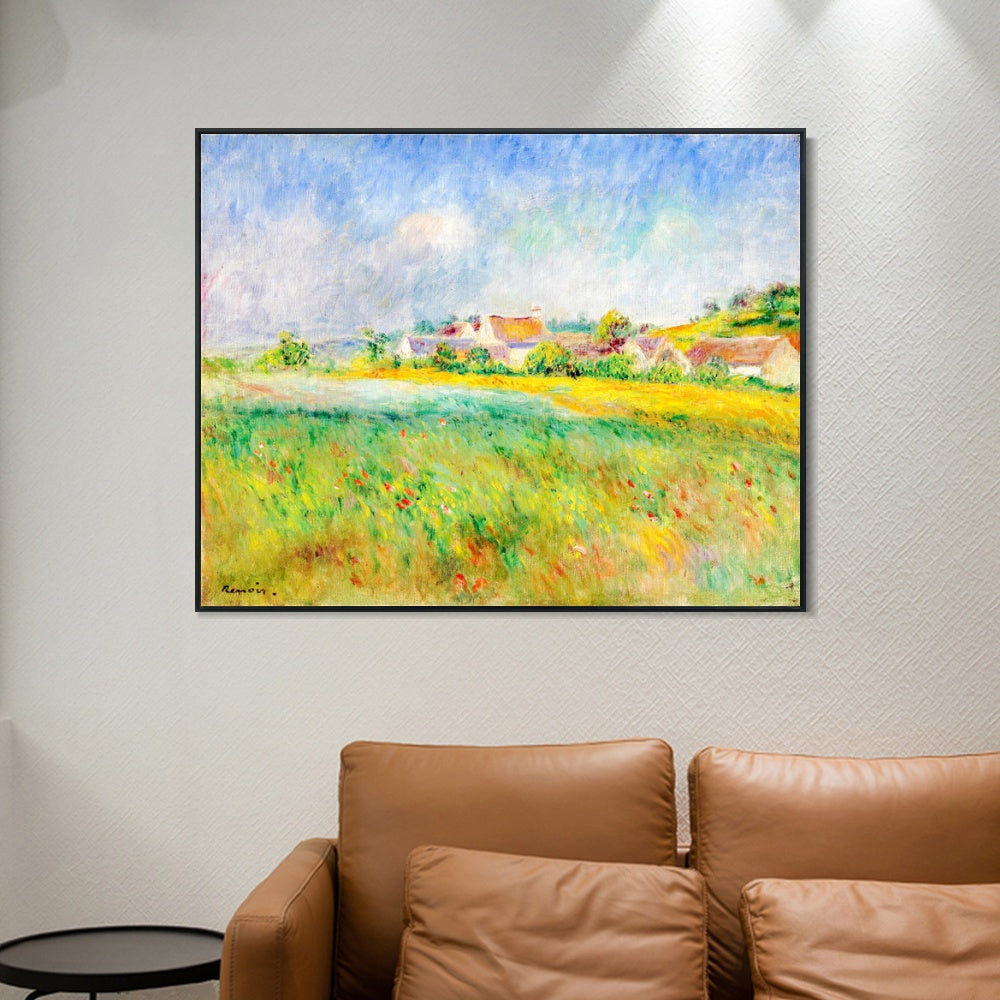 INVIN ART Framed Canvas LE VILLAGE DE BONNECOURT by Pierre Auguste Renoir Wall Art Living Room Home Office Decorations