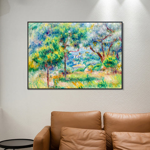 INVIN ART Framed Canvas LE VILLAGE DE CAGNES VU DE LA TERRASE DES COLLETTES by Pierre Auguste Renoir Wall Art Living Room Home Office Decorations