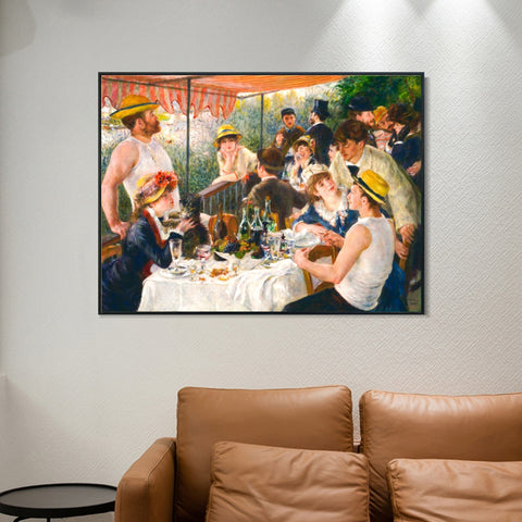 INVIN ART Framed Canvas Luncheon of the Boating Party by Pierre Auguste Renoir Wall Art Living Room Home Office Decorations
