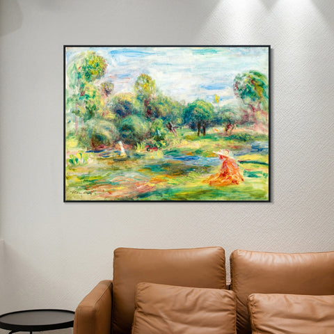 INVIN ART Framed Canvas PAYSAGE À CAGNES by Pierre Auguste Renoir Wall Art Living Room Home Office Decorations