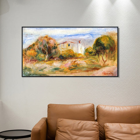 INVIN ART Framed Canvas PAYSAGE AVEC MAISON by Pierre Auguste Renoir Wall Art Living Room Home Office Decorations