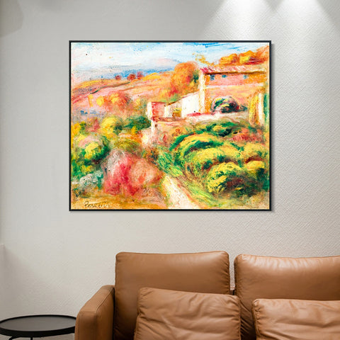 INVIN ART Framed Canvas PAYSAGE AVEC MAISONS À CAGNES by Pierre Auguste Renoir Wall Art Living Room Home Office Decorations