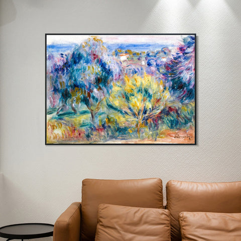 INVIN ART Framed Canvas PAYSAGE AVEC VUE SUR LA MER by Pierre Auguste Renoir Wall Art Living Room Home Office Decorations
