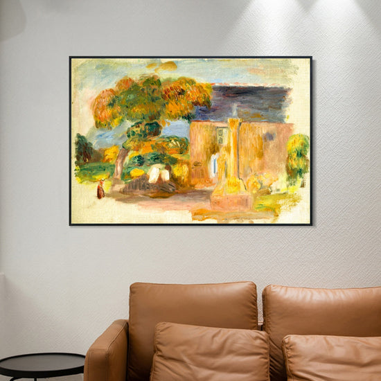 INVIN ART Framed Canvas PAYSAGE DE BRETAGNE - MAISON ET CALVAIRE by Pierre Auguste Renoir Wall Art Living Room Home Office Decorations