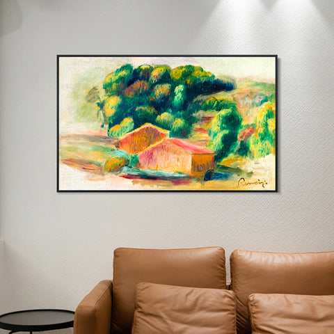 INVIN ART Framed Canvas Paysage, maisons by Pierre Auguste Renoir Wall Art Living Room Home Office Decorations