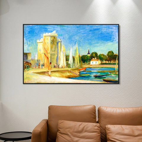 INVIN ART Framed Canvas PORT DE LA ROCHELLE by Pierre Auguste Renoir Wall Art Living Room Home Office Decorations