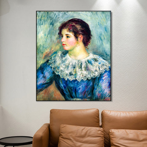 INVIN ART Framed Canvas PORTRAIT EN BUSTE DE JEUNE FILLE by Pierre Auguste Renoir Wall Art Living Room Home Office Decorations