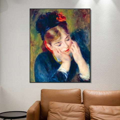 INVIN ART Framed Canvas REFLEXION by Pierre Auguste Renoir Wall Art Living Room Home Office Decorations
