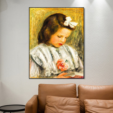 INVIN ART Framed Canvas TÊTE DE FILLETTE by Pierre Auguste Renoir Wall Art Living Room Home Office Decorations